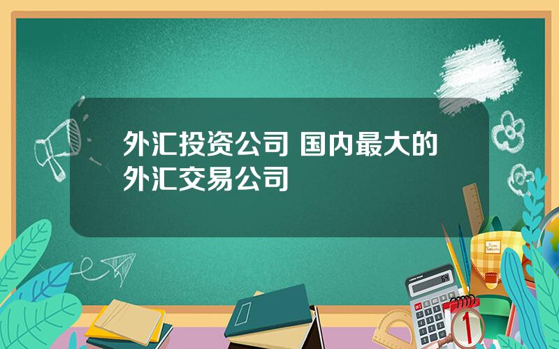 外汇投资公司 国内最大的外汇交易公司